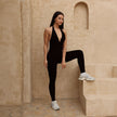 Women’s Halter Ruched Back Jumpsuit – Fitted Leg