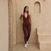 Women’s Halter Ruched Back Jumpsuit – Fitted Leg