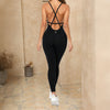 Women’s Low Back Crisscross Strap Jumpsuit – Fitted Leg