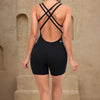 Women’s Open Back Crisscross Romper – Fitted Short