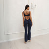 Women’s Scoop Back Ruched Flare Jumpsuit – Flared Leg