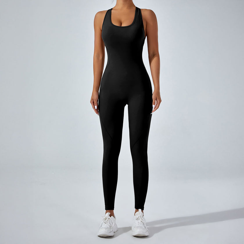 Women’s Ruched Flare Jumpsuit – Scoopback Cut