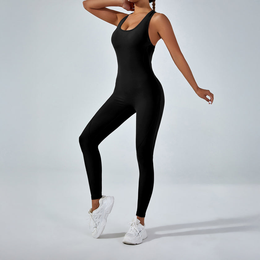 Women’s Ruched Flare Jumpsuit – Scoopback Cut