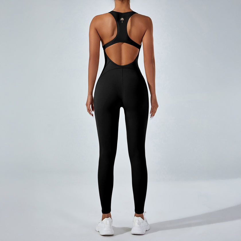 Women’s Ruched Flare Jumpsuit – Scoopback Cut