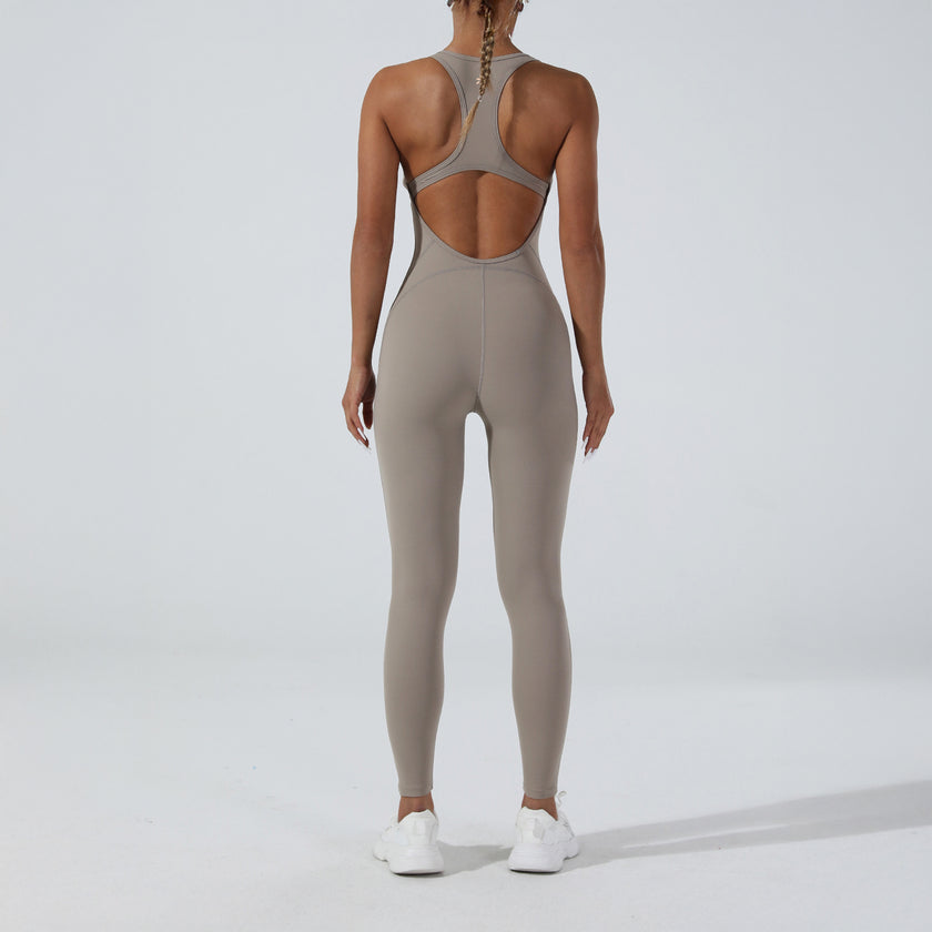 Women’s Ruched Flare Jumpsuit – Scoopback Cut